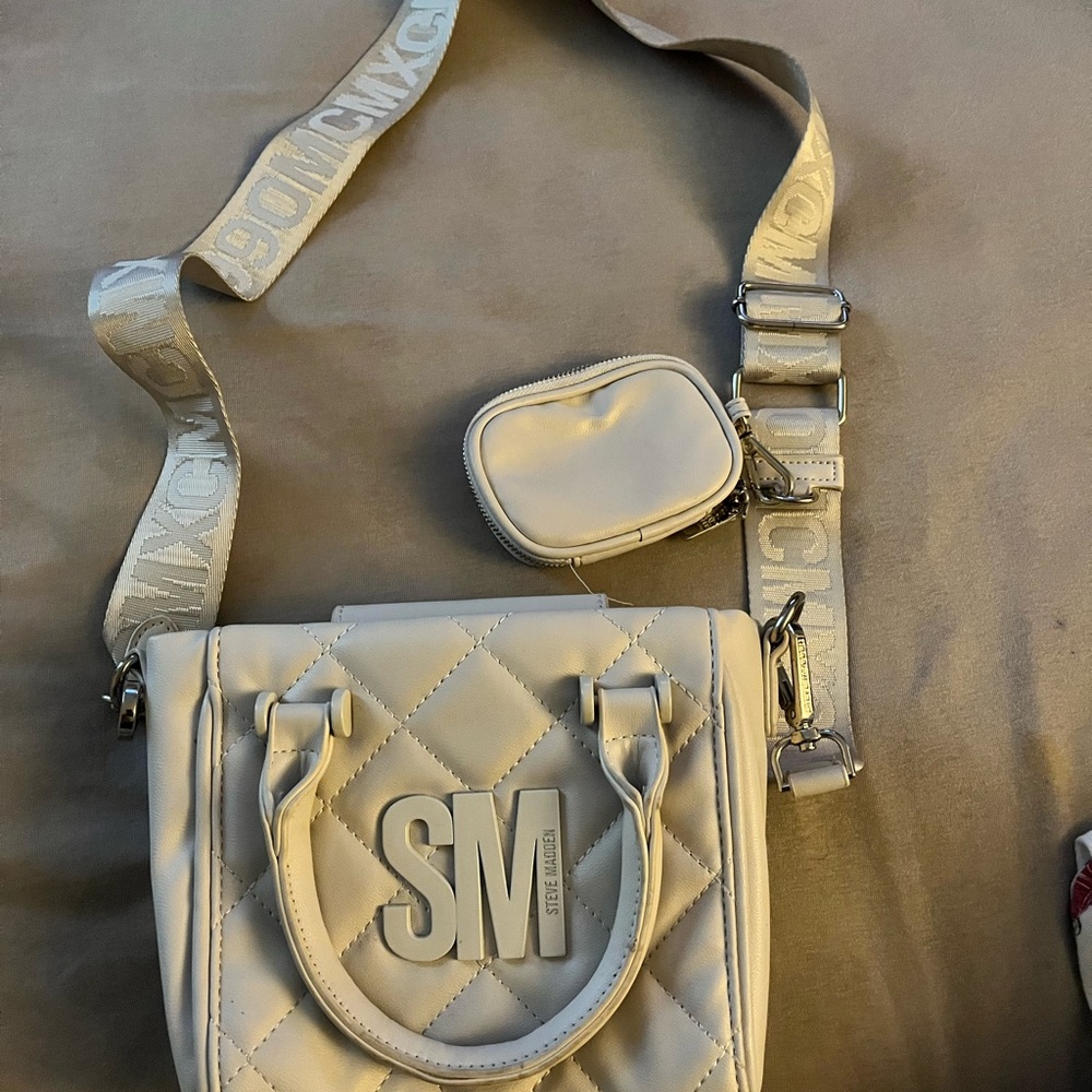 Steve Madden Quilted Crossbody Bag in Cream
